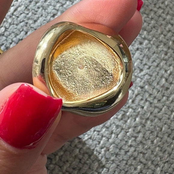 House of Harlow 1960 Green Agate & Gold Statement Ring - Picture 3 of 7